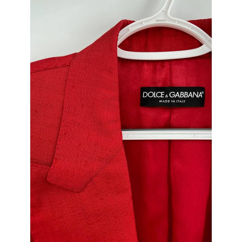 Dolce & Gabbana Silk Blend Single Breasted Blazer Women Size 46/10‎ Red NEW - Picture 10 of 15